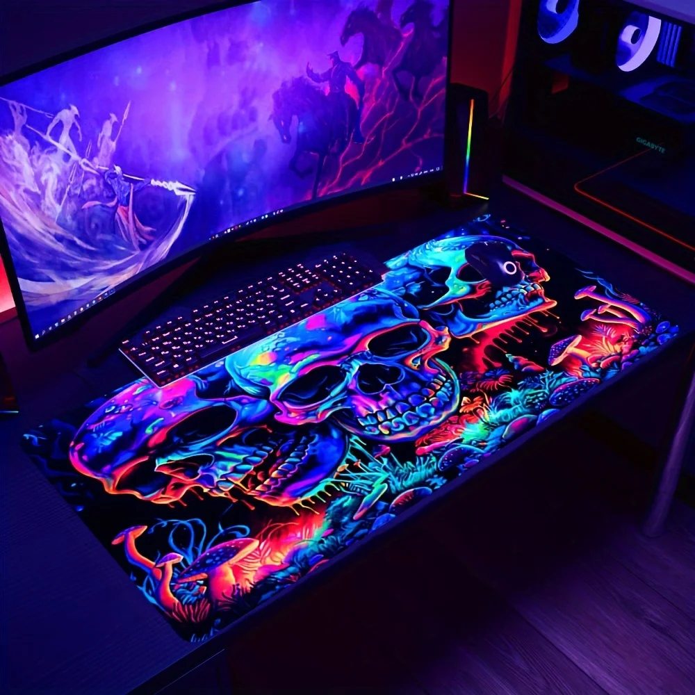 Desk Setup Tech - Graffiti Art Skull Mouse Pad 90x40cm