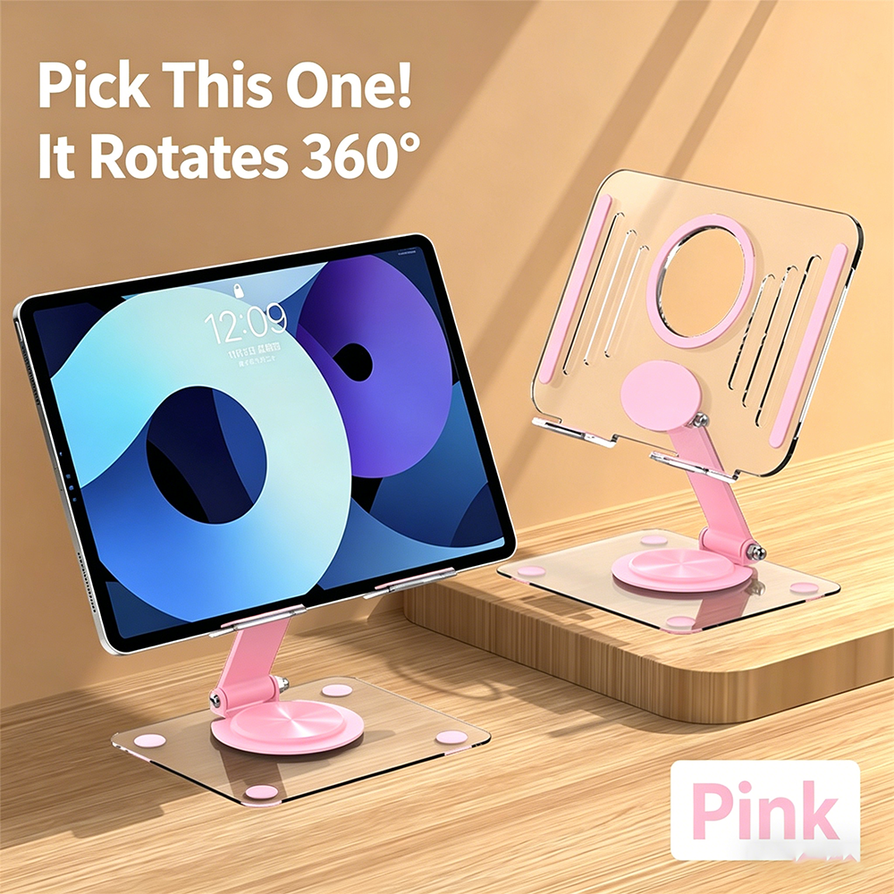 Desk Setup Stand - Acrylic Rotation Foldable Tablet Phone Holder