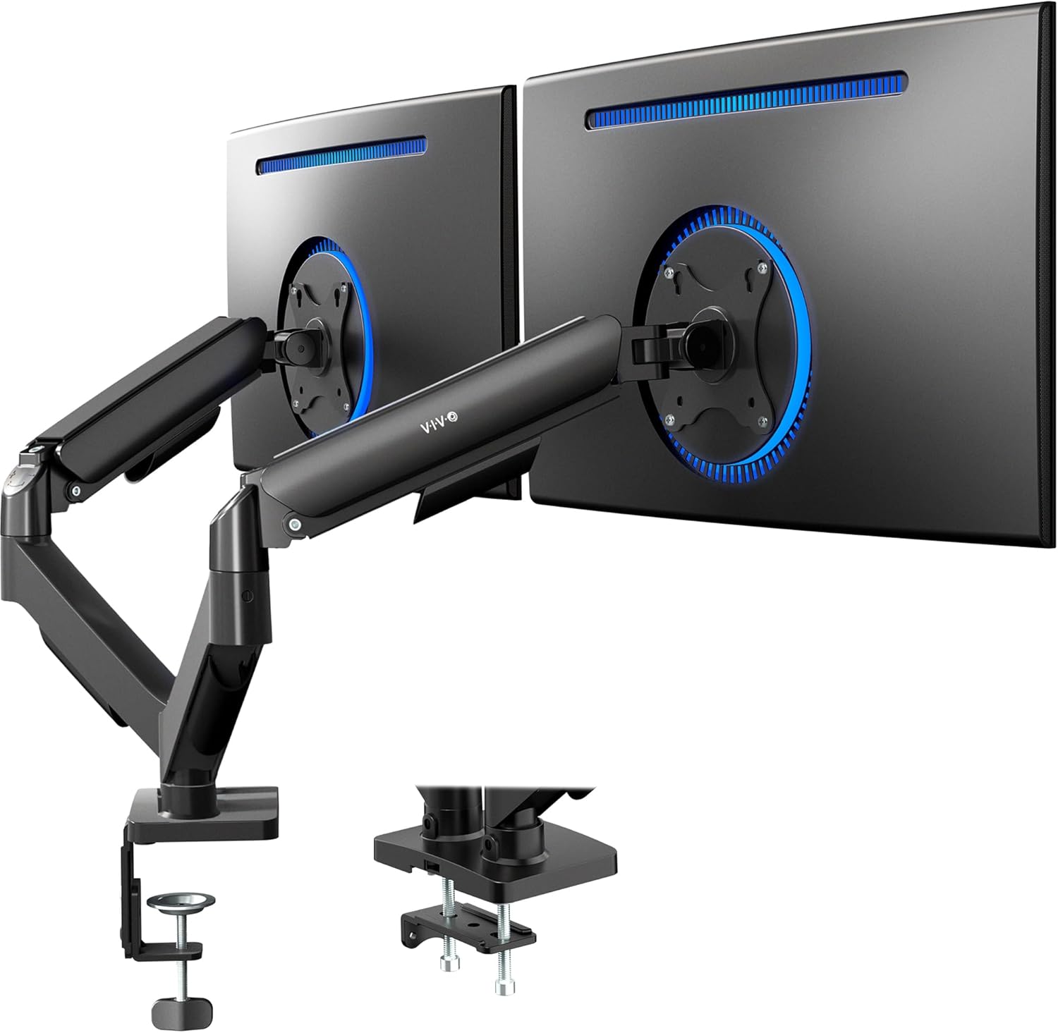 Desk Setup Reference - Dual Monitor Stand Fully Adjustable Arms