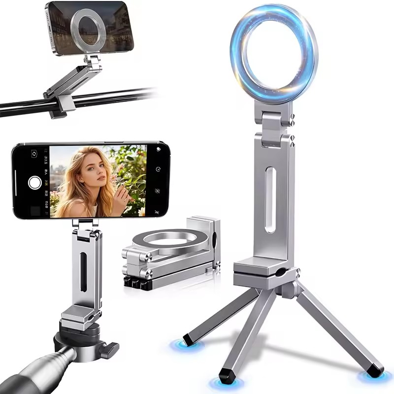 Desk Setup Stand - Magnetic Selfie Phone Holder Travel Essentials
