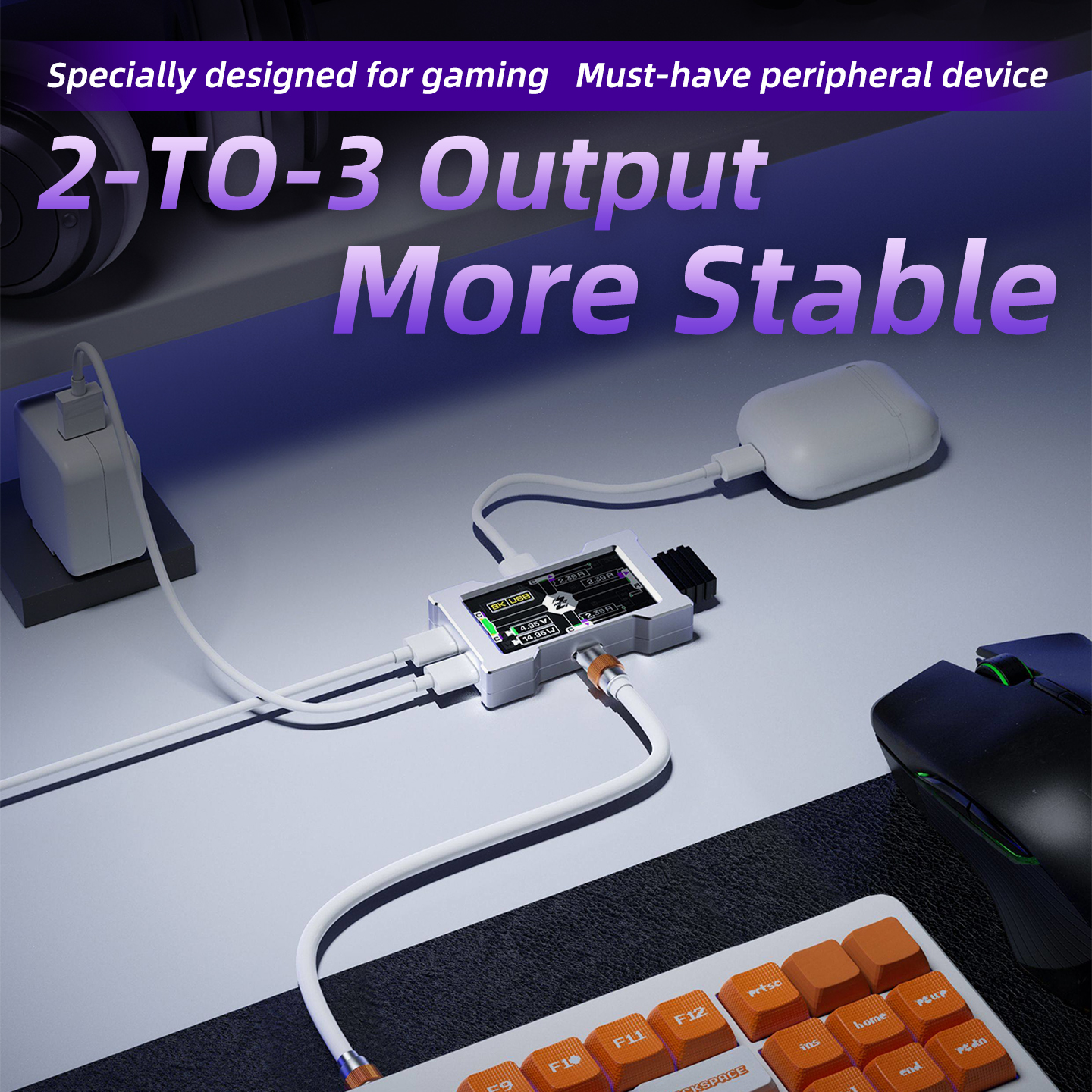 HMHUB Gaming USB Hub - 2-To-3  - Desk Setup Usb Hub 리뷰 및 가격