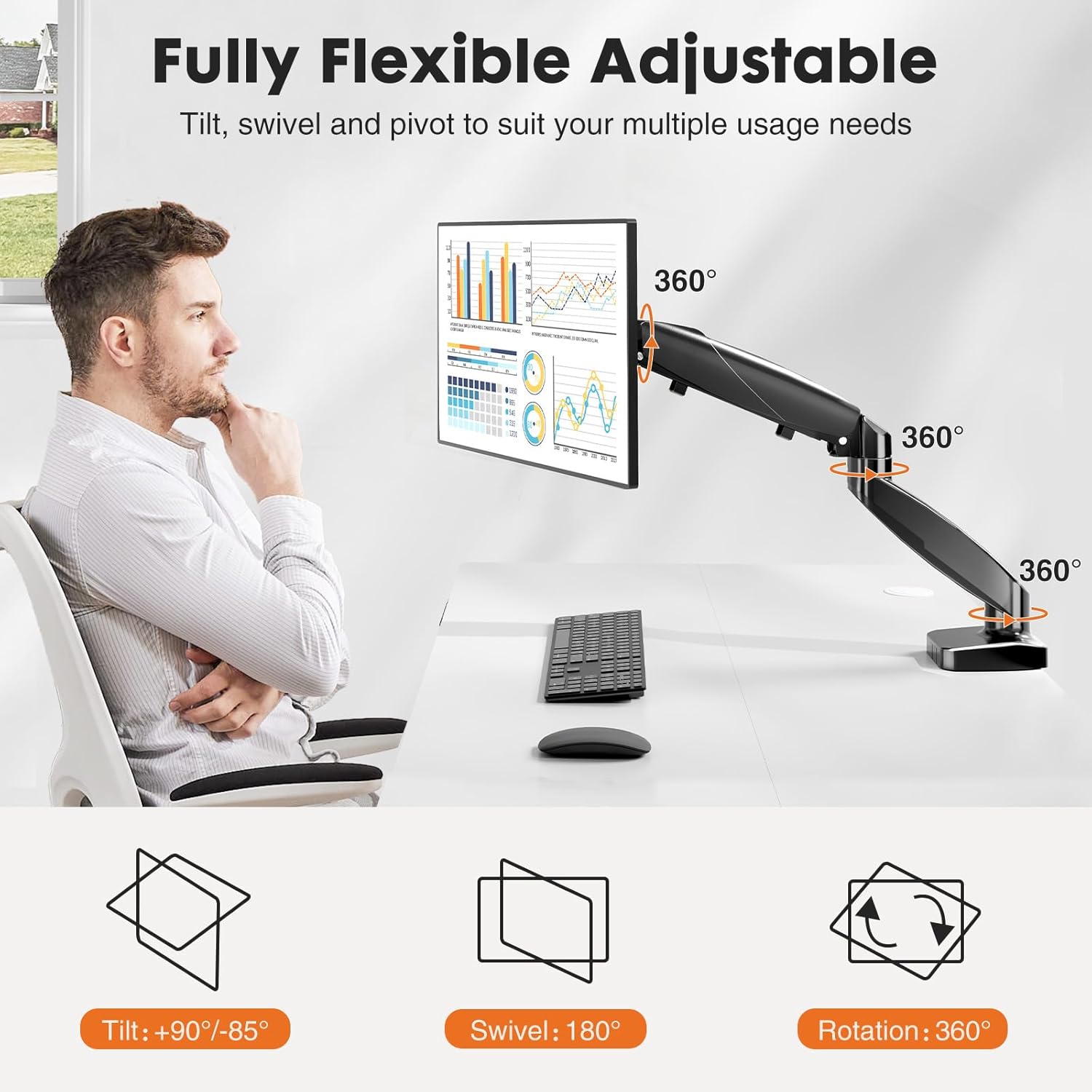 Adjustable Monitor Arm Stand f - Desk Setup Reference 리뷰 및 가격