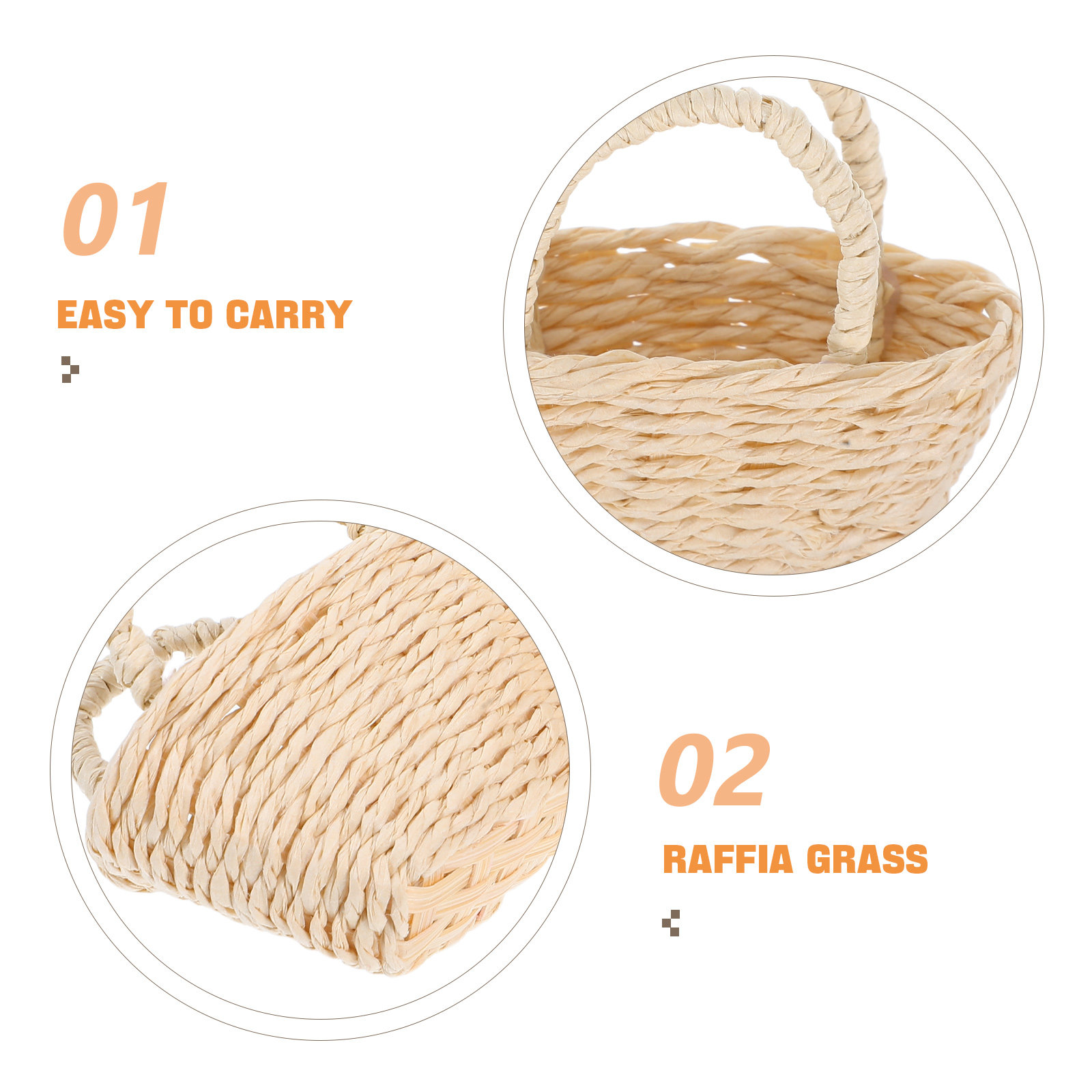 2Pcs Mini Raffia Handle Basket - Desk Setup For Small Space 리뷰 및 가격