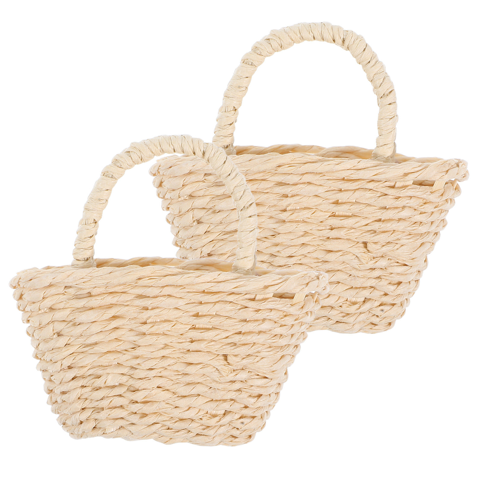 2Pcs Mini Raffia Handle Basket - Desk Setup For Small Space 리뷰 및 가격