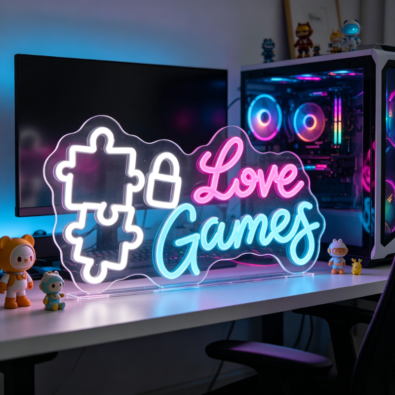 Love Games Neon Sign LED Gamin - Desk Setup Videos 리뷰 및 가격