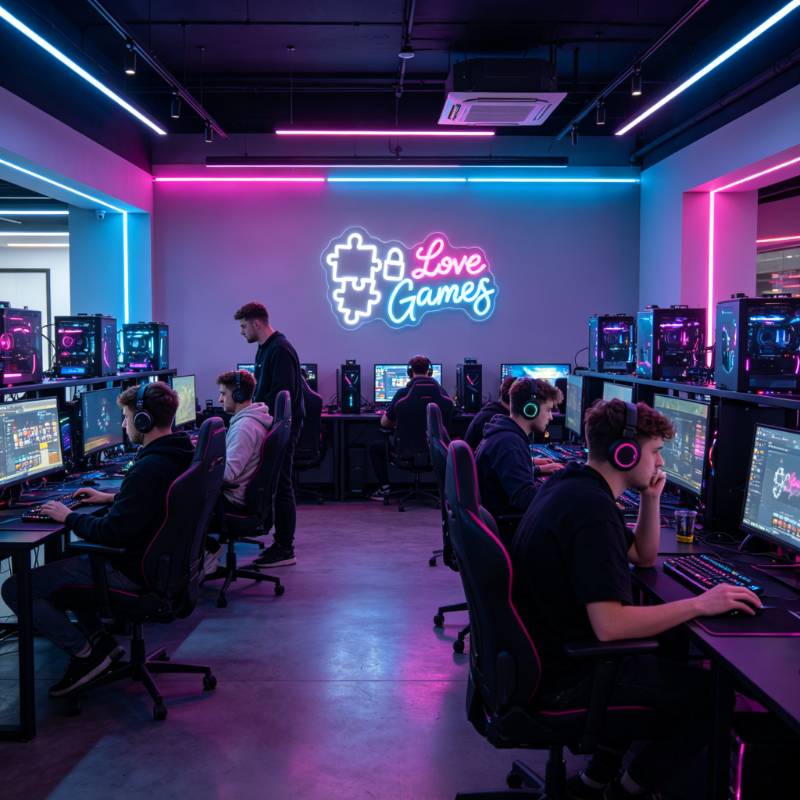 Love Games Neon Sign LED Gamin - Desk Setup Videos 리뷰 및 가격