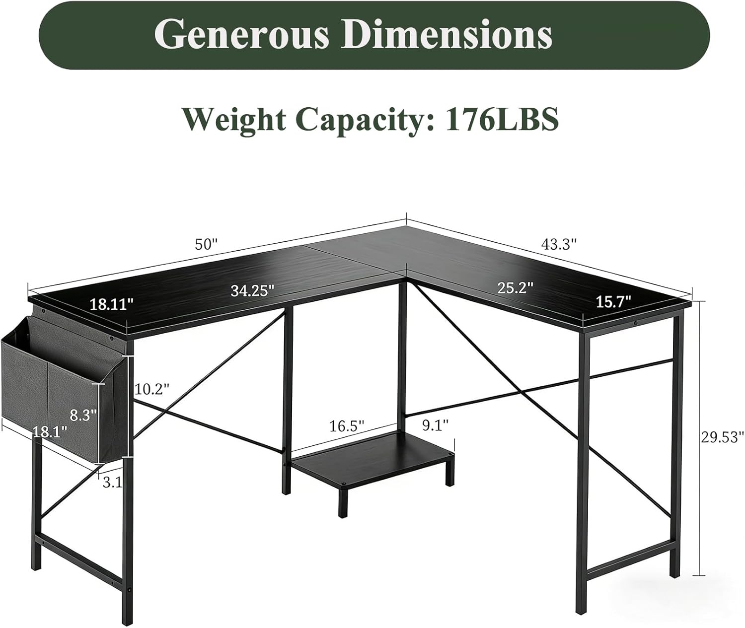 Reversible L-Shaped Desk with  - Desk Setup Reference 리뷰 및 가격