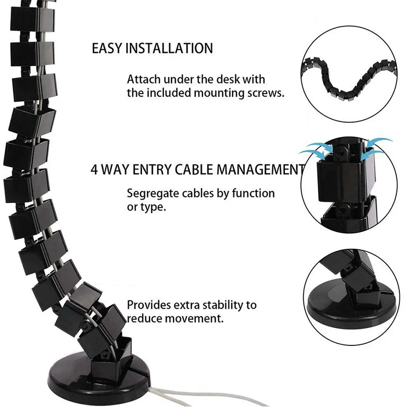 Wire Spine Cable Sleeve Under  - Desk Setup Clean 리뷰 및 가격