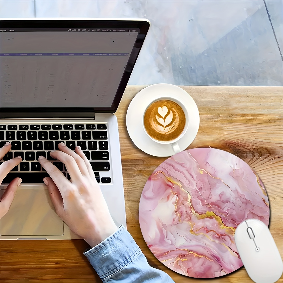 Pink Marble Mouse Pad PC Lapto - Desk Setup Pc And Laptop 리뷰 및 가격