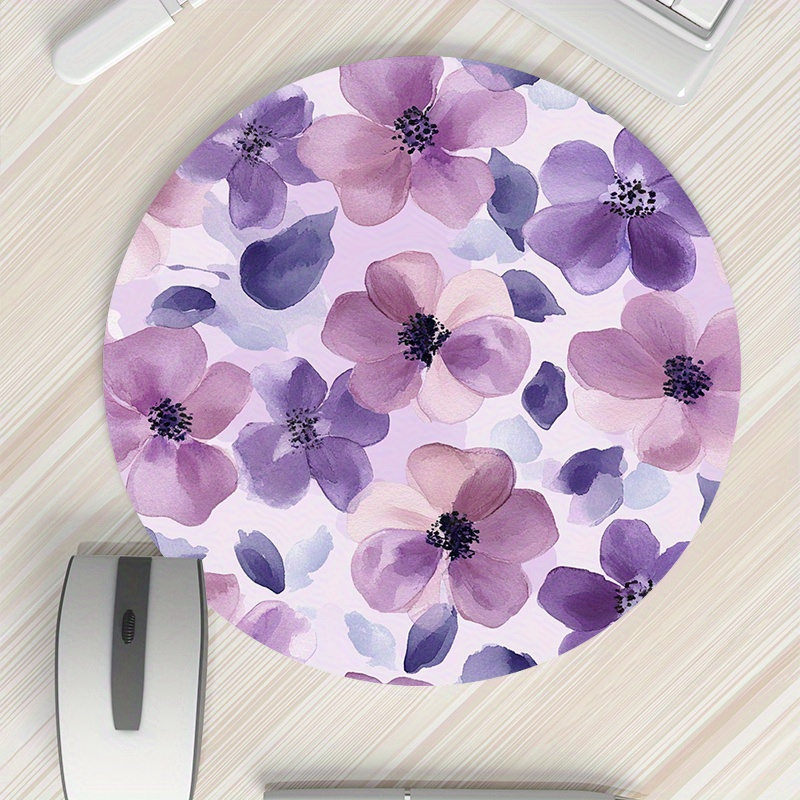 1pc Purple Floral Round Mouse  - Desk Setup Tech 리뷰 및 가격