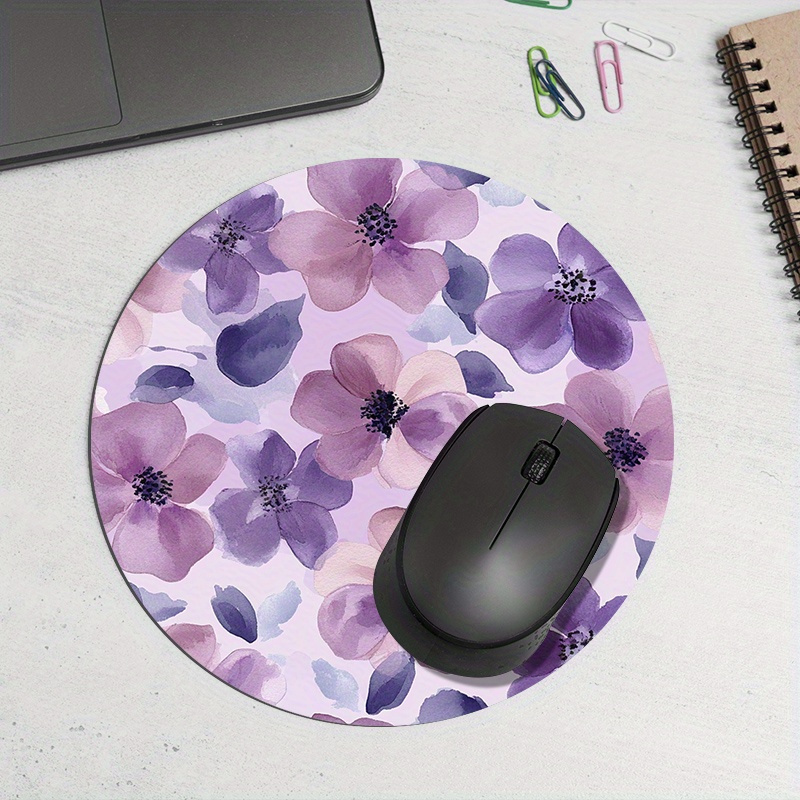 1pc Purple Floral Round Mouse  - Desk Setup Tech 리뷰 및 가격