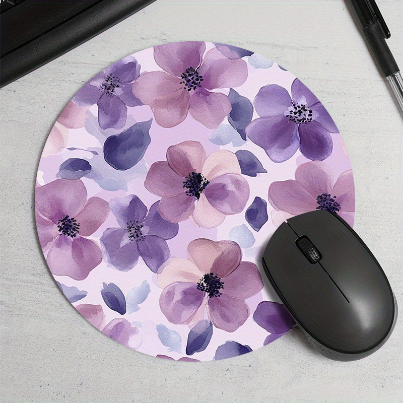 1pc Purple Floral Round Mouse  - Desk Setup Tech 리뷰 및 가격