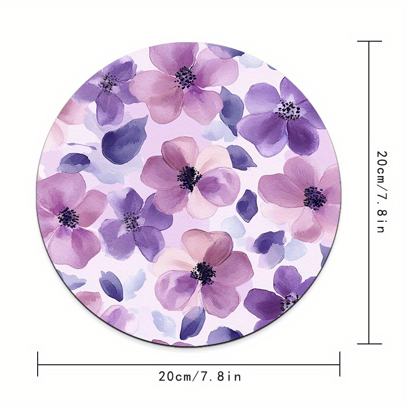 1pc Purple Floral Round Mouse  - Desk Setup Tech 리뷰 및 가격