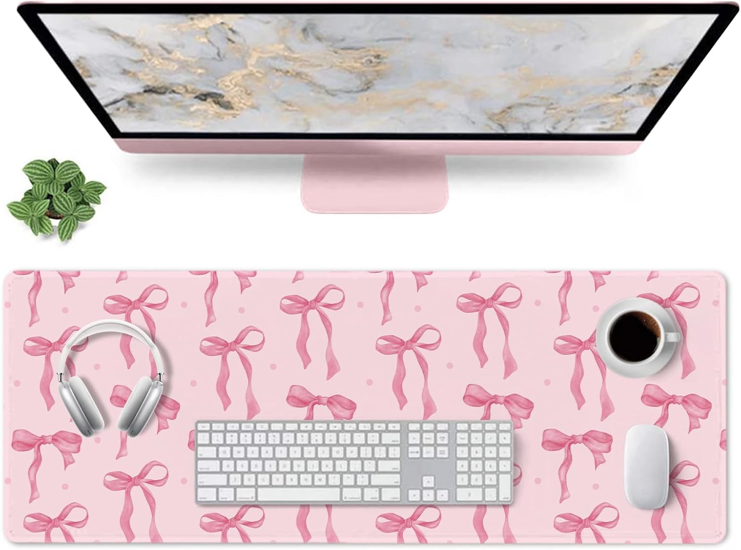 Pink Bow Desk Mat, Large Mouse - Rubber Mat Desk 리뷰 및 가격
