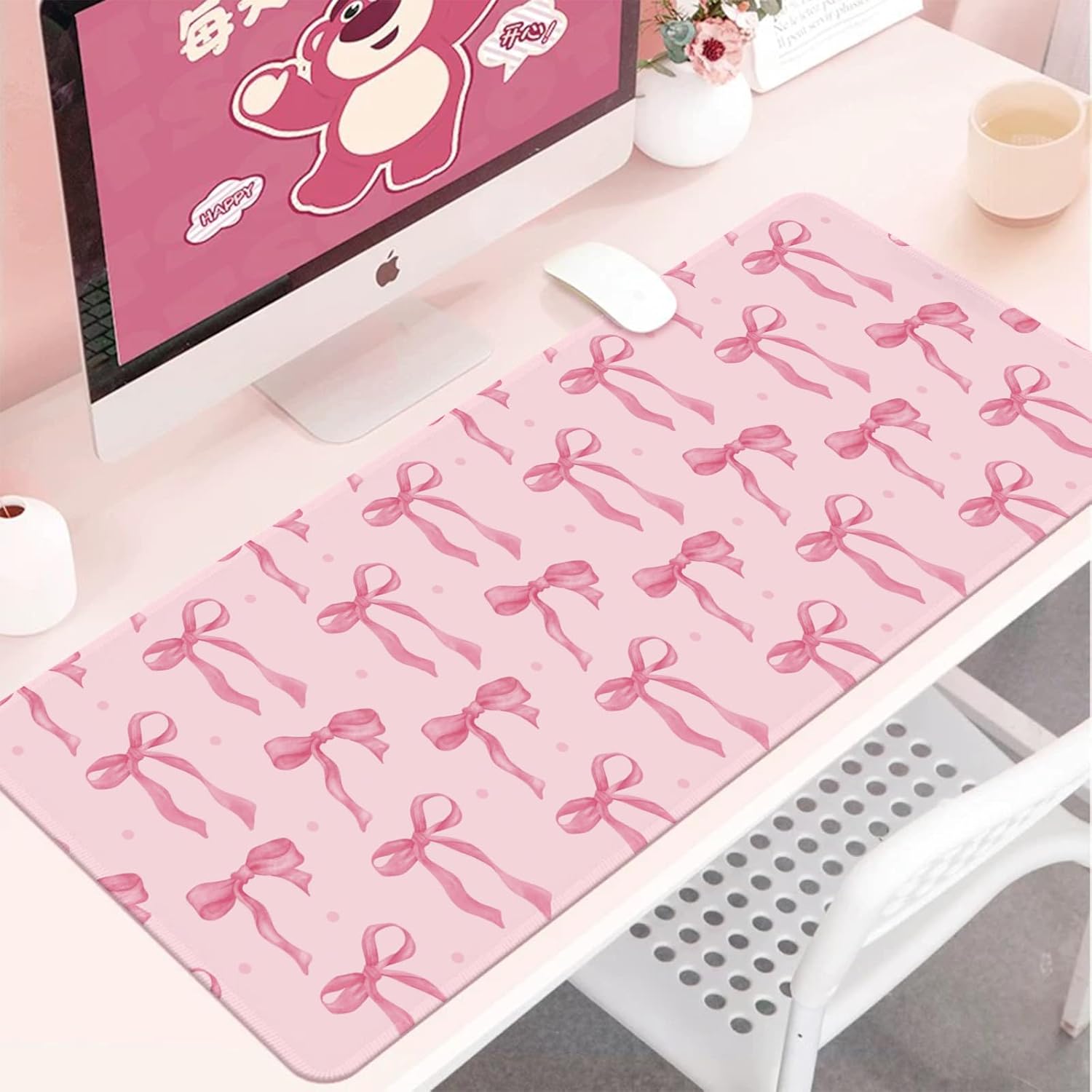Pink Bow Desk Mat, Large Mouse - Rubber Mat Desk 리뷰 및 가격